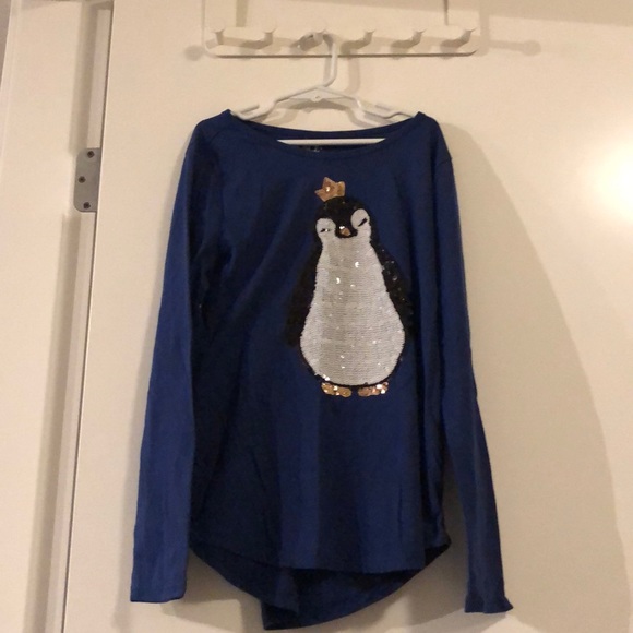 Girls dark blue long sleeve shirt size 10/12 - Picture 1 of 1